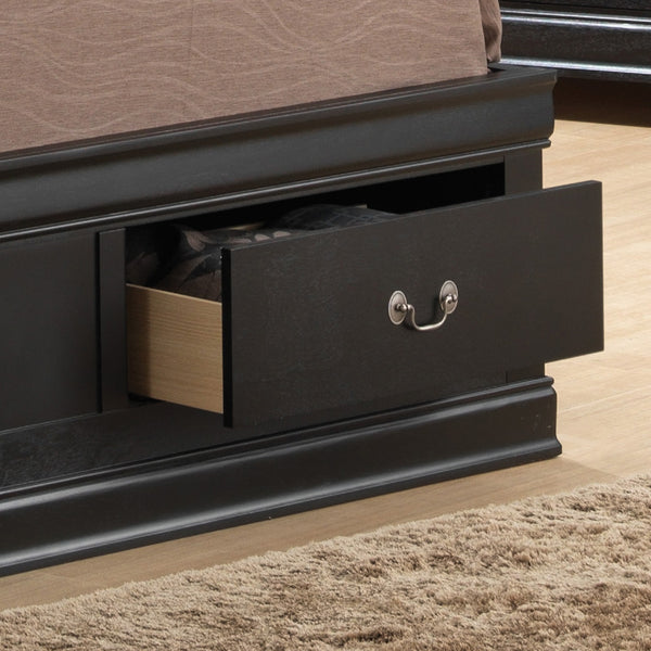 English Elm Elegant Black King Storage Bed: Timeless Design With Hidden Storage For Organized Living Space! B078S00341