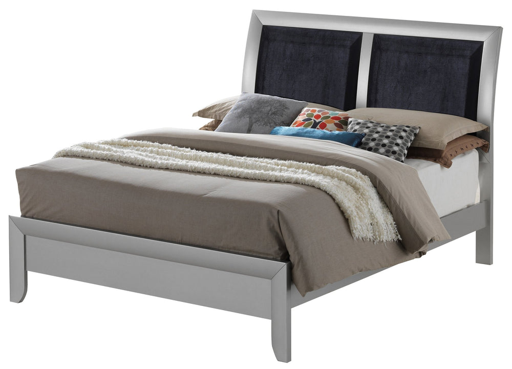 English Elm Contemporary Modern Silver Full Bed with Chic Metallic Finish, Sturdy Particleboard Frame, Sleek Design Champagne 80 L x 6 W x 3 H B078S00173