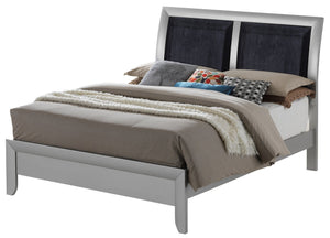 English Elm Contemporary Modern Silver Full Bed with Chic Metallic Finish, Sturdy Particleboard Frame, Sleek Design Champagne 80 L x 6 W x 3 H B078S00173