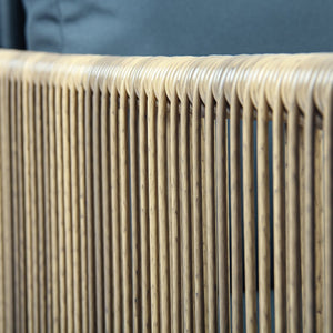 English Elm New Elegant 4-Piece Patio Sofa Set With Grey Cushions, Durable Pe Wicker, Tempered Glass Table W400S00047