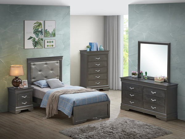English Elm Sleek Metallic Black Twin Bed Frame with Sturdy Particle Board Construction, Transitional Style, Easy Assembly B078S00449