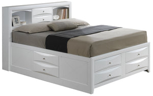 English Elm Contemporary Full Storage Bed with Built-In Drawers and Sturdy Particle Board Frame for Durability and Modern Style White 15 L x 20 W x 27 H B078S00209