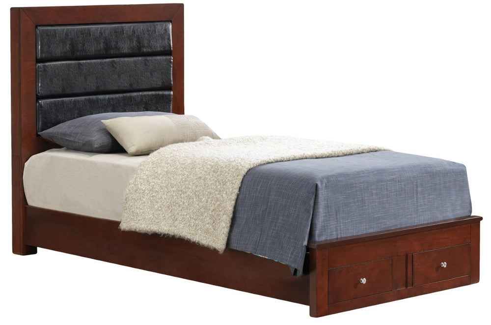 English Elm Transitional Twin Storage Bed In Rich Cherry Finish - Timeless Style & Ample Under-Bed Organization B078S00232-GIGA