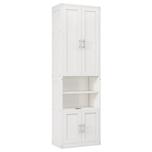 English Elm Full Murphy Bed with Desk & 2 Bookshelves, USB Ports, Adjustable Shelves, 600LB Capacity White BS7013008109C