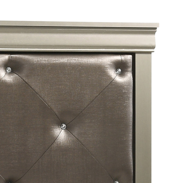 English Elm Chic Silver Champagne Full Bed Frame with Elegant Transitional Design, Durable Particleboard, 53"H x 57"W x 80"D B078S00440
