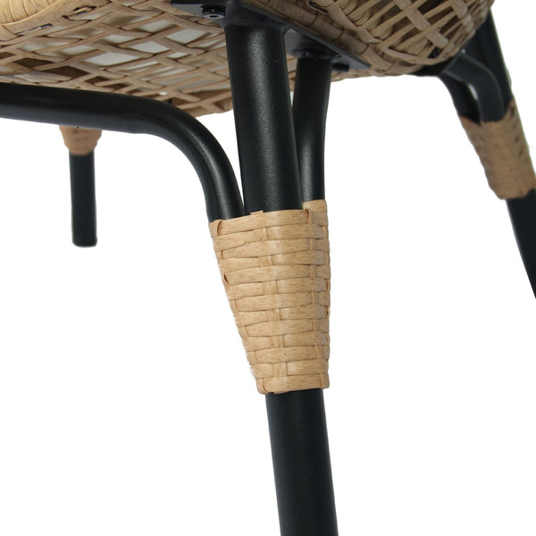 English Elm New PE Wicker Egg Chair Grid Style with Ergonomic High-Front Seat, Water-Resistant Rattan, Beige Cushion W400P241055