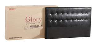 English Elm Stylish Transitional Twin Bed in Sleek Black PU Upholstery, 43"H x 41"W x 83"D, Durable Comfort B078118355