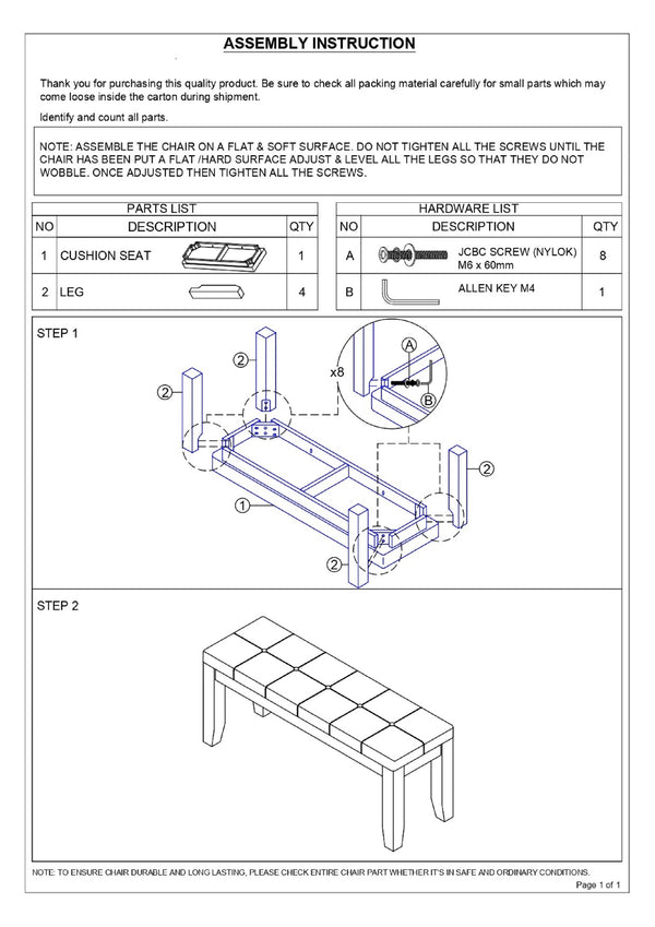 English Elm 1Pc Tufted Contemporary Bench 48" Gray Linen-Look Fabric Upholstery, Tapered Wood Legs, 48" B011138071