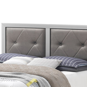 English Elm Transitional Queen Bed with Elegant Silver Champagne Finish, Durable MDF, Stylish 52"H x 64"W x 85"D B078S00150