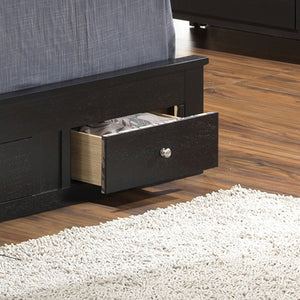 English Elm Sleek Black Storage Bed with Under-Bed Drawers, 48"H x 43"W x 81"D Durable Particle Board Design B078S00260