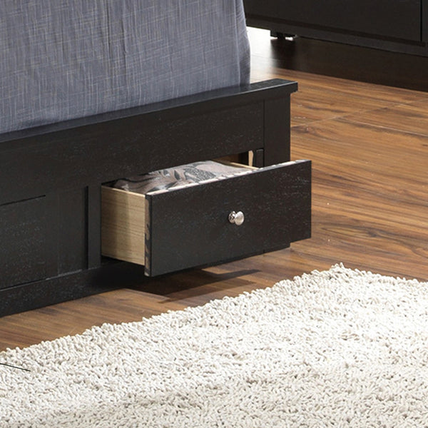 English Elm Sleek Black Storage Bed with Under-Bed Drawers, 48"H x 43"W x 81"D Durable Particle Board Design B078S00260