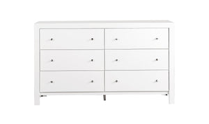 English Elm Elegant White Transitional Dresser - 58"W Bright White 5-Drawer Particle Board, No Assembly, Durable Finish B078118343