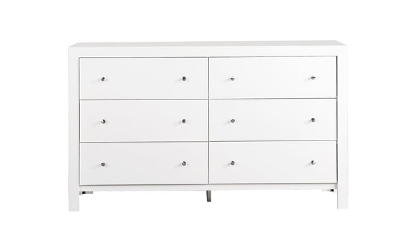 English Elm Elegant White Transitional Dresser - 58"W Bright White 5-Drawer Particle Board, No Assembly, Durable Finish B078118343