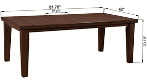English Elm 1pc Contemporary Dining Table Plank Top Extends 64"–82" with 18" Leaf Tapered Block Feet Wood Finish Brown 68 L x 46 W x 10 H B011138068