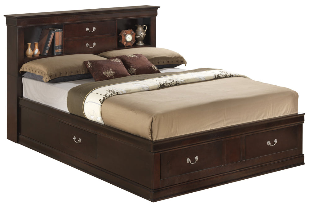 English Elm Louis Phillipe Full Storage Bed In Rich Cappuccino Finish – Elegant Design With Ample Organization Solutions B078S00318