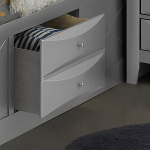 English Elm Contemporary Modern Silver Full Bed with Chic Metallic Finish, Sturdy Particleboard Frame, Sleek Design Champagne 15 L x 20 W x 39 H B078S00178