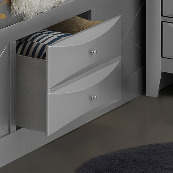 English Elm Contemporary Modern Silver Full Bed with Chic Metallic Finish, Sturdy Particleboard Frame, Sleek Design Champagne 15 L x 20 W x 39 H B078S00178