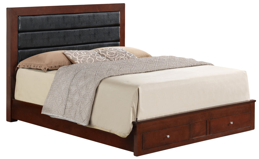 English Elm Elegant Cherry King Storage Bed - Stylish, Spacious Design With Built-In Storage For Organized Bedrooms B078S00230