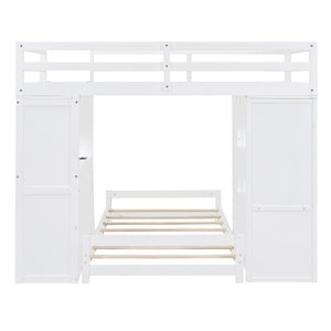 English Elm Twin Over Kids Bunk Bed with Led Lighting Usb Ports Desk and Gray Finish LT001218AAK