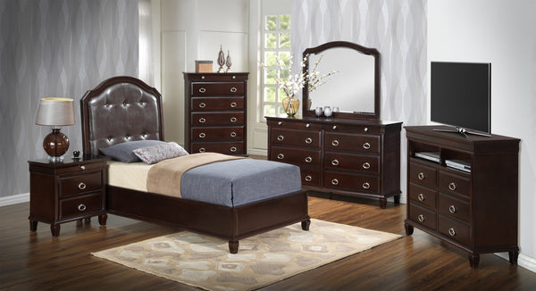 English Elm Charming Cappuccino Twin Bed Frame - Transitional Wood Design, Durable 57"H x 43"W x 82"D, Easy Assembly B078S00521