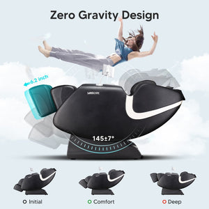 English Elm Bosscare Shiatsu Massage Recliner with Ai Voice Zero Gravity and Full Body Relief Black W730138141
