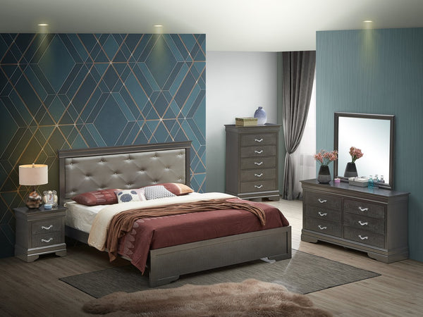 English Elm Sleek Metallic Black Full Bed with Sturdy Particle Board Frame, Elegant Finish, Easy Assembly B078S00446