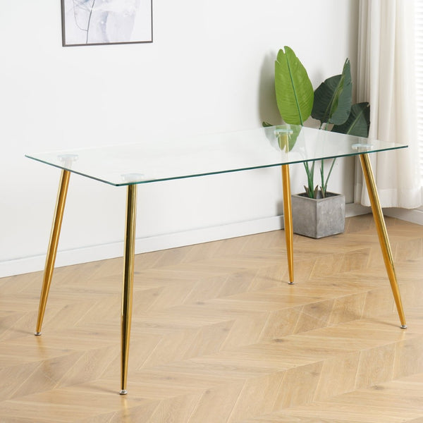English Elm T1737-7 Tempered Glass Desk Top with Lacquered Legs for Modern Home Office W210121877