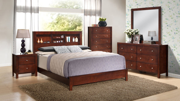 English Elm Elegant Cherry Transitional Queen Bed - Timeless Design, Sturdy Construction & Space-Saving Style B078S00227