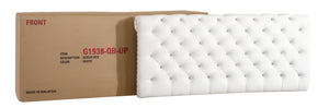 English Elm Transitional Velvet Upholstered Full Bed with Padded Headboard for Durability and Cozy Lounging White 8.5 L x 60 W x 30 H B078118316