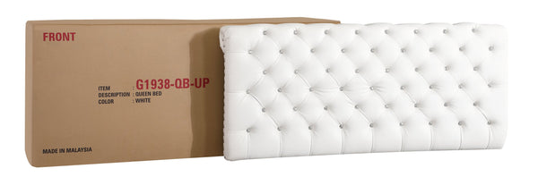 English Elm Transitional Velvet Upholstered Full Bed with Padded Headboard for Durability and Cozy Lounging White 8.5 L x 60 W x 30 H B078118316