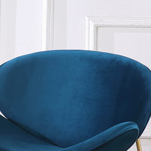 English Elm {2 Pack} Velvet Bucket Lounge Chairs Ergonomic Curved Seat Tapered Metal Legs Vanity Office Blue W124152695