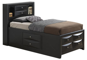 English Elm Stylish Black Queen Storage Bed - Modern Design With Ample Storage For A Sleek Bedroom Upgrade B078S00166-GIGA