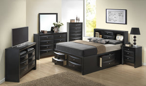 English Elm Sleek Full Bed With Storage Drawers and Modern Durable Finish, Space-Saving Contemporary Design, 87"D Black 15 L x 27 W x 20 H B078S00164