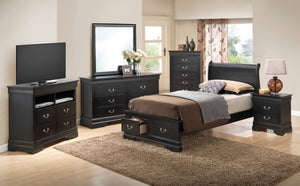English Elm Elegant Black Twin Storage Bed - Stylish Design With Under-Bed Organization For Small Spaces B078S00351
