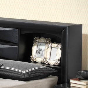 English Elm Sleek Full Bed With Storage Drawers and Modern Durable Finish, Space-Saving Contemporary Design, 87"D Black 15 L x 27 W x 20 H B078S00164