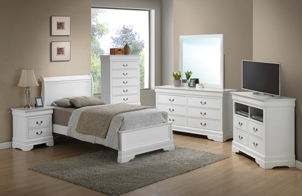 English Elm Timeless White Twin Bed Frame – Classic Durable Particle Board Design, Easy Assembly, Stable Support B078S00385