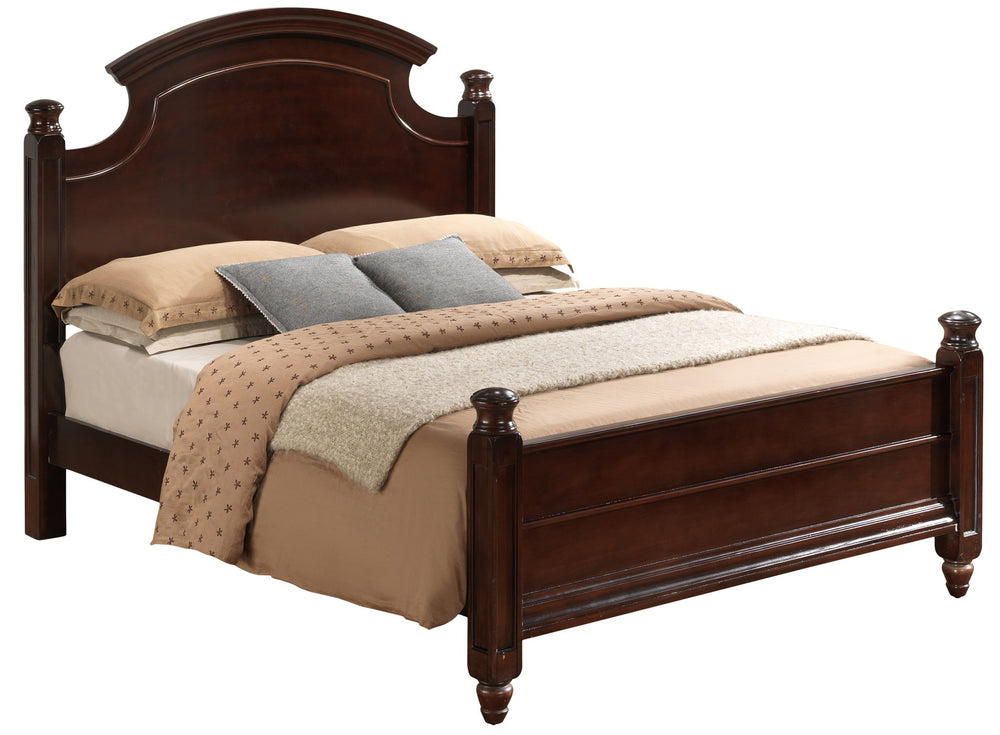 English Elm Summit King Bed with Hand-Carved 4 Posts, Real Wood Veneer Finish on Durable Particleboard Frame Cappuccino 9 L x 83 W x 6 H B078S00432