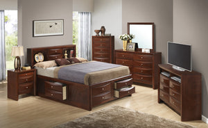 English Elm Stylish Queen Storage Bed In Rich Cherry Finish - Elegant Design With Ample Under-Bed Storage Space B078S00203-GIGA