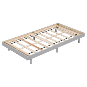 English Elm Modern Floating Twin Platform Bed Rubberwood Legs Low Profile Minimalist Frame Grey W697123289
