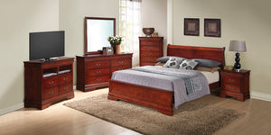 English Elm Timeless Classic King Bedframe in Warm Finish with Solid Wood Construction, Elegant Curves, Sturdy Cherry 81 L x 6 W x 3 H B078S00286