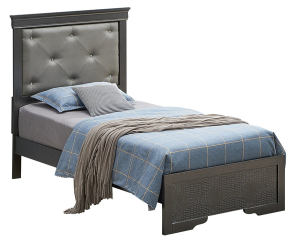 English Elm Sleek Metallic Black Twin Bed Frame with Sturdy Particle Board Construction, Transitional Style, Easy Assembly B078S00449