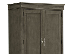 English Elm Louis Phillipe G3105-A Armoire Gray — Traditional Carved Mouldings, 2 Dovetailed Drawers, Tarnish-Resist Hardware B078S00291
