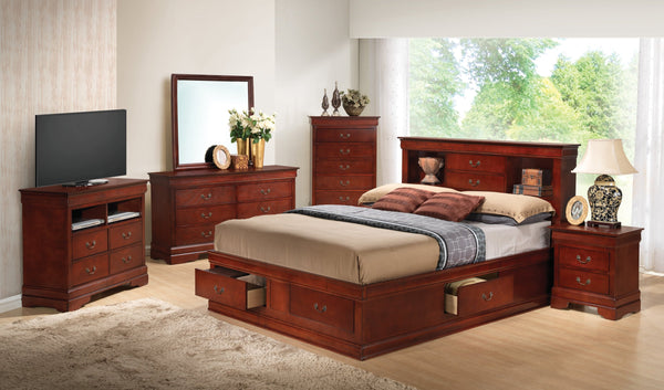 English Elm Charming King Storage Bed In Rich Cherry Finish – Stylish, Functional Design With Easy Assembly & Durability B078S00274