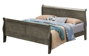 English Elm Timeless Classic King Bedframe in Warm Finish with Solid Wood Construction, Elegant Curves, Sturdy Gray 74 L x 6 W x 3 H B078S00292