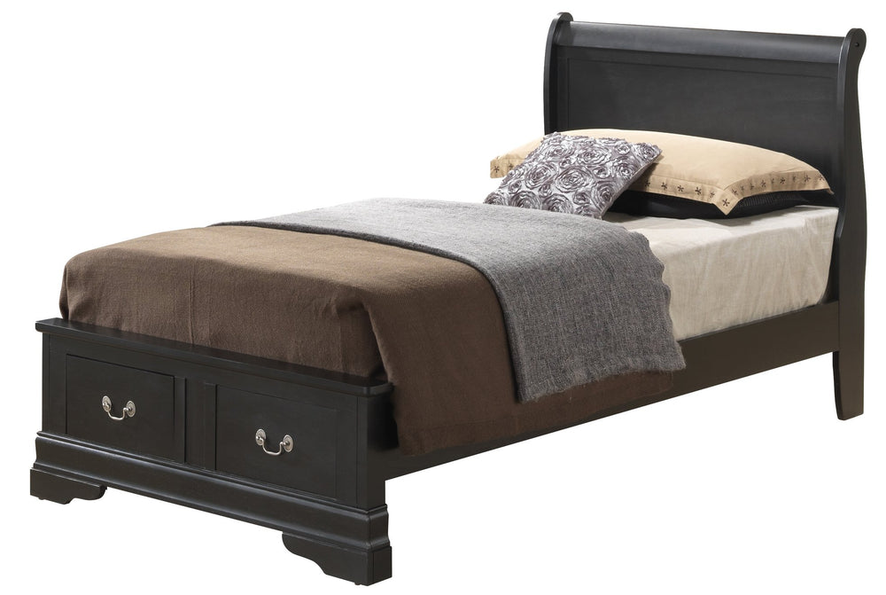 English Elm Elegant Black Twin Storage Bed - Stylish Design With Under-Bed Organization For Small Spaces B078S00351