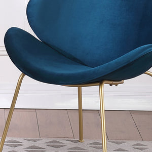 English Elm {2 Pack} Velvet Bucket Lounge Chairs Ergonomic Curved Seat Tapered Metal Legs Vanity Office Blue W124152695