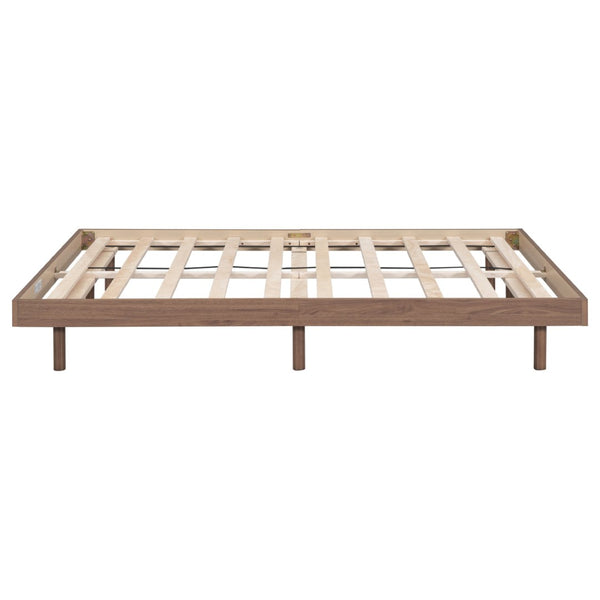 English Elm Modern Floating Twin Platform Bed Rubberwood Legs Low Profile Minimalist Frame Walnut W697123293
