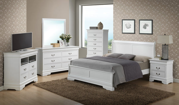 English Elm Charming White Traditional Bed - Timeless Elegance With Sturdy Design For Cozy Sleep In Any Style B078S00384