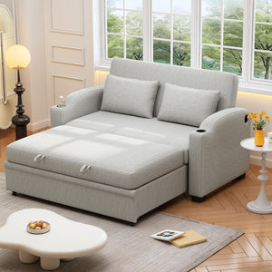 English Elm 101.2" Modular Chenille Sectional Sofa with Tufted Cushions and Deep Seating for Living Room White+Gray N719S001870K