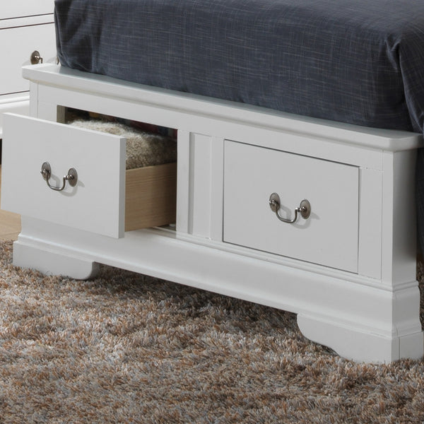 English Elm Classic Twin Storage Bed with Hidden Drawers in Elegant White – Durable Particleboard, Space-Saving Design B078S00381